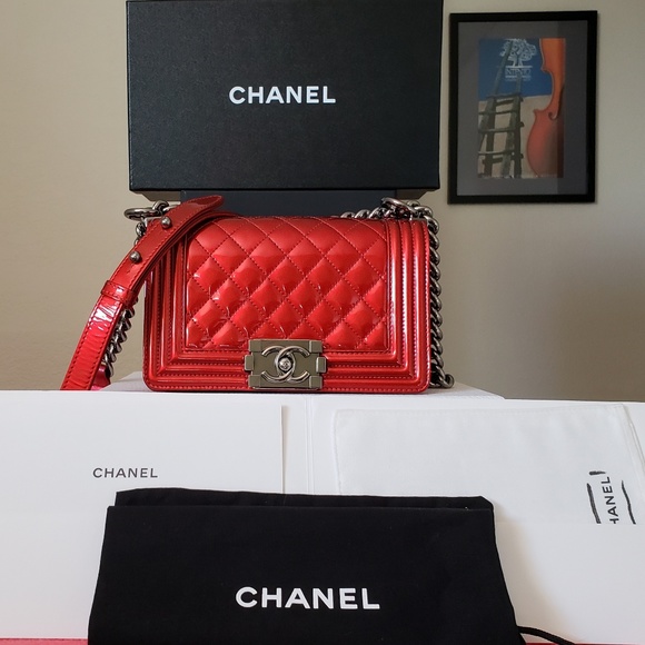 CHANEL boy small metallic red bag - Picture 2 of 8
